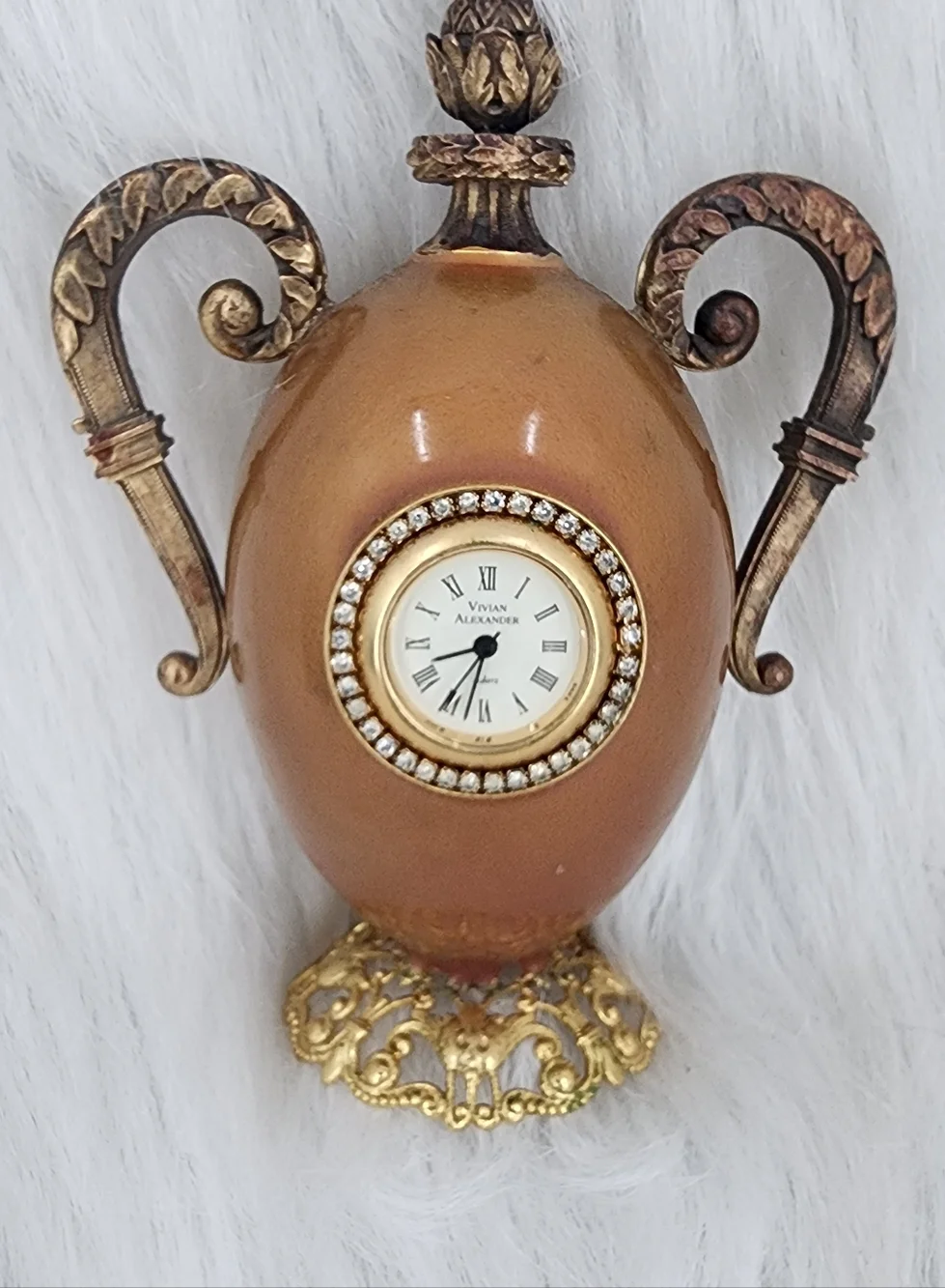 Vivian Alexander Antique Fabrege Egg Clock Brown Gold *needs Battery